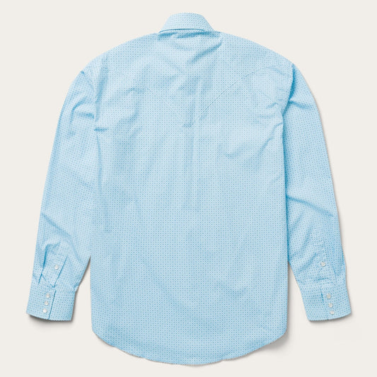 Blue Lattice Print Western Shirt | Stetson Blue