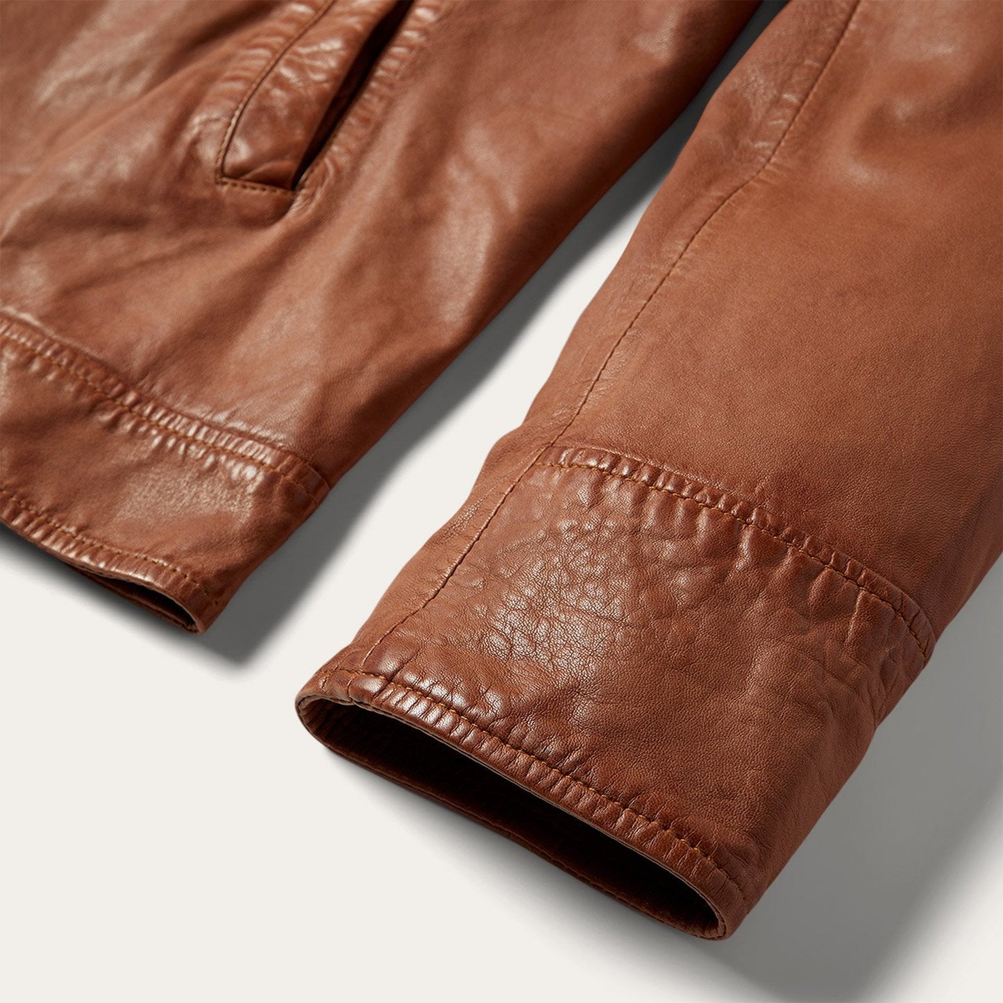 Zip-Front Lightweight Leather Jacket | Stetson Brown