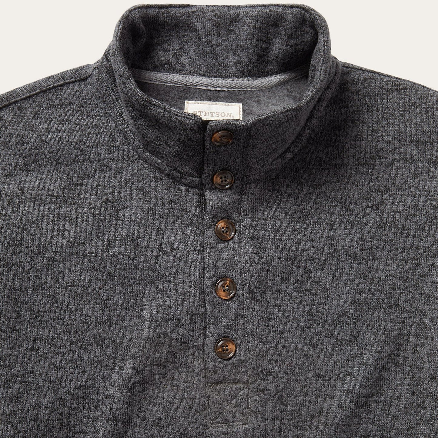 Button-Front Grey Pullover Knit Sweater | Stetson Grey