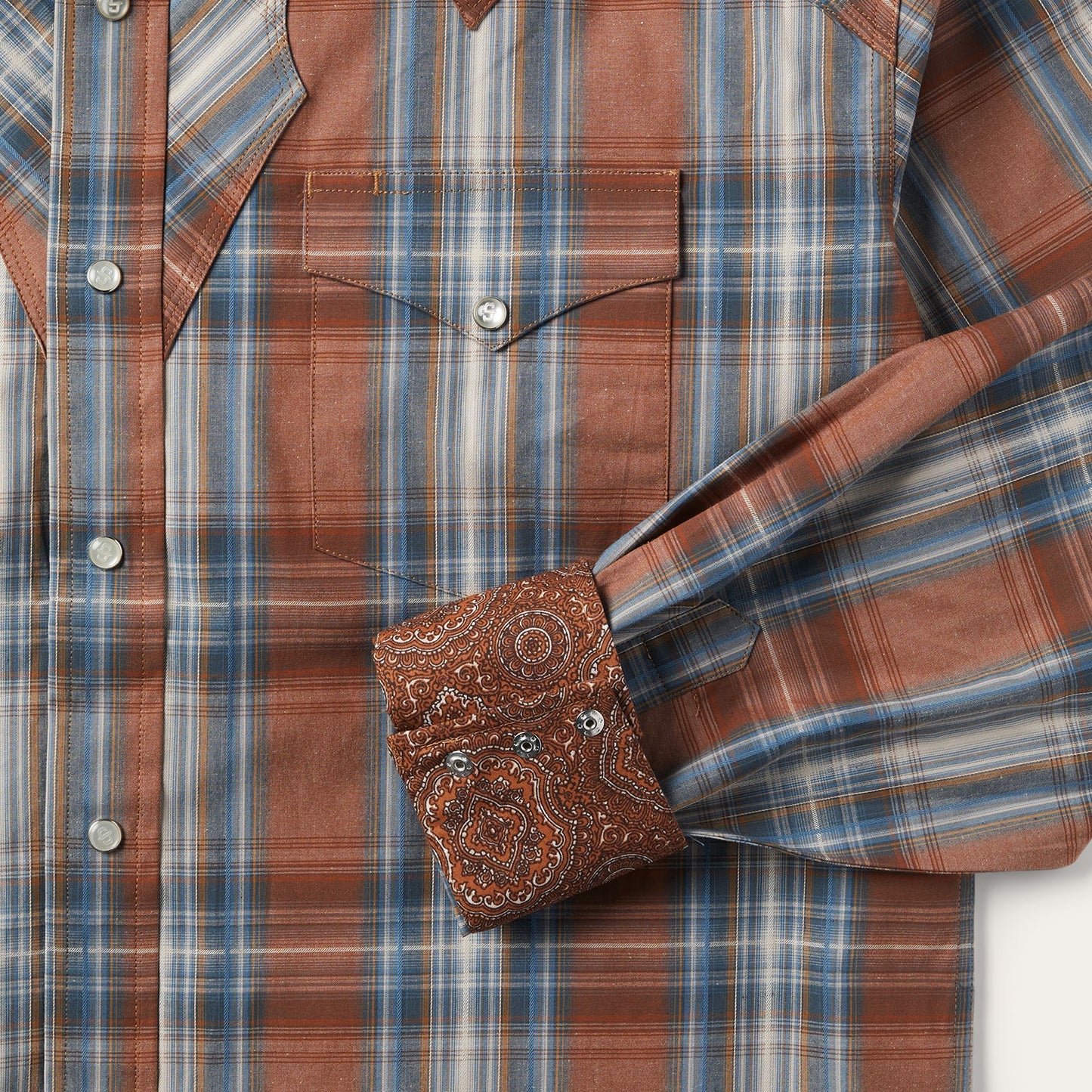 Rustic Plaid Western Shirt | Stetson Brown