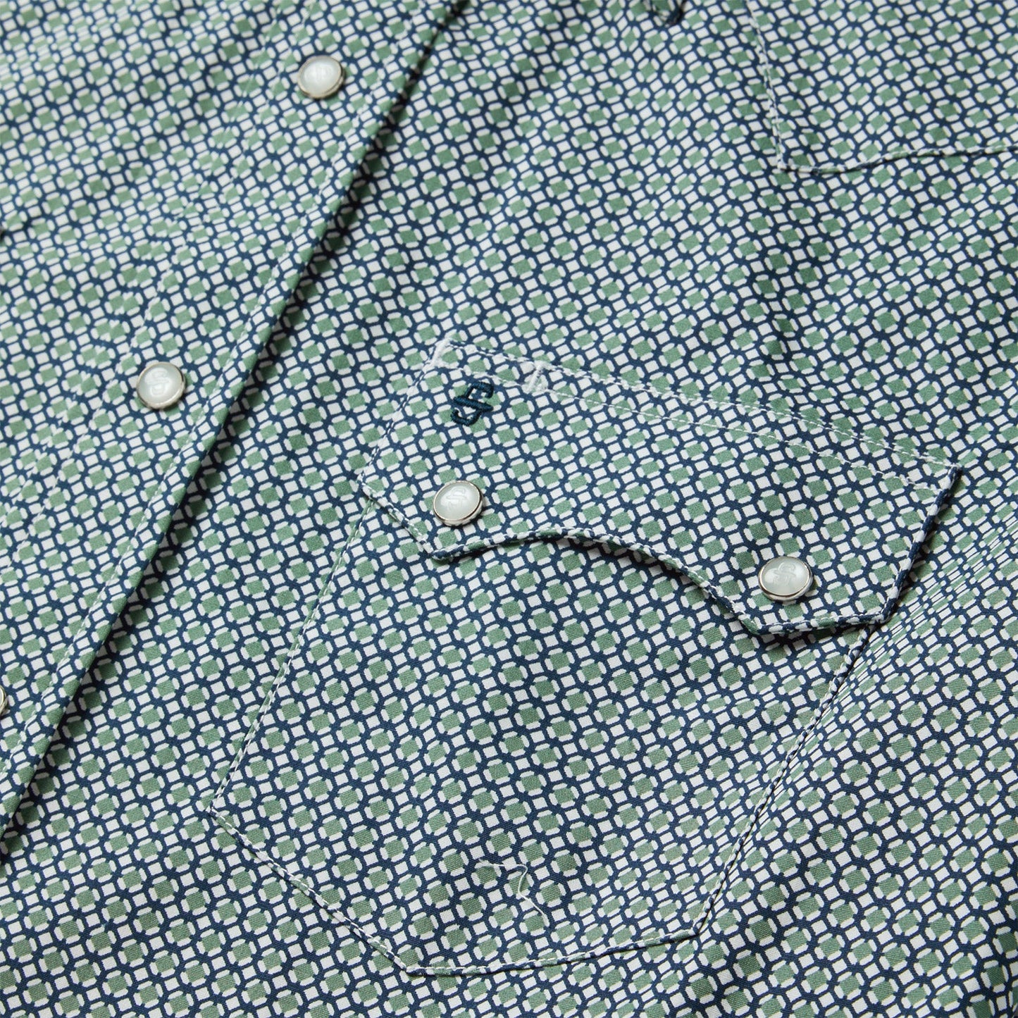 Circle Diamond Print Short Sleeve Western Shirt | Stetson Green