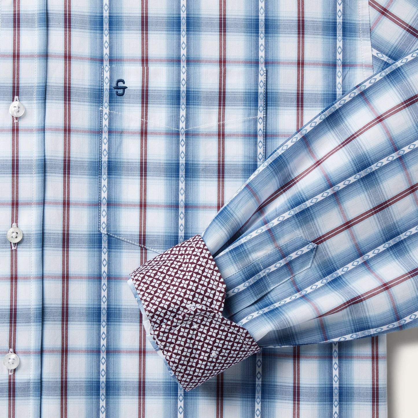 Blue Diamond Dobby Plaid Shirt | Stetson Blue