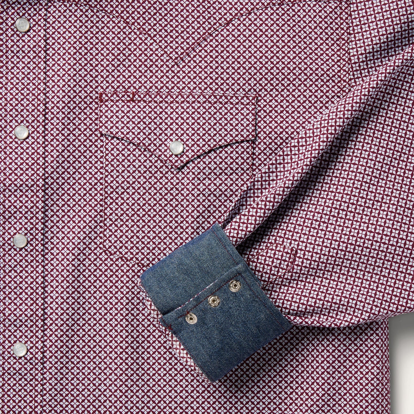 Four Point Geo Print Western Shirt | Stetson Blue