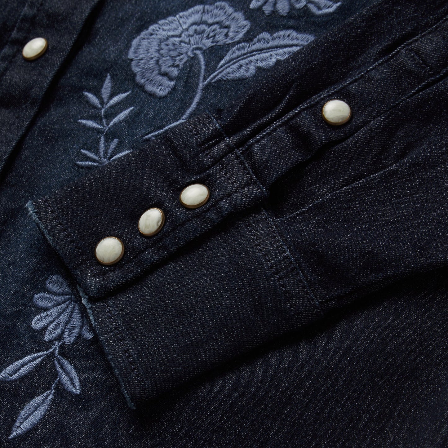 Embroidered Dark Denim Snap Front Shirt | Stetson Blue