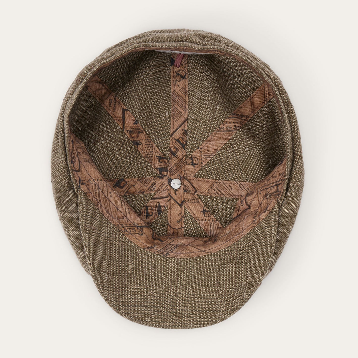 Glen Check Linen/Silk Hatteras Cap | Stetson Olive Check