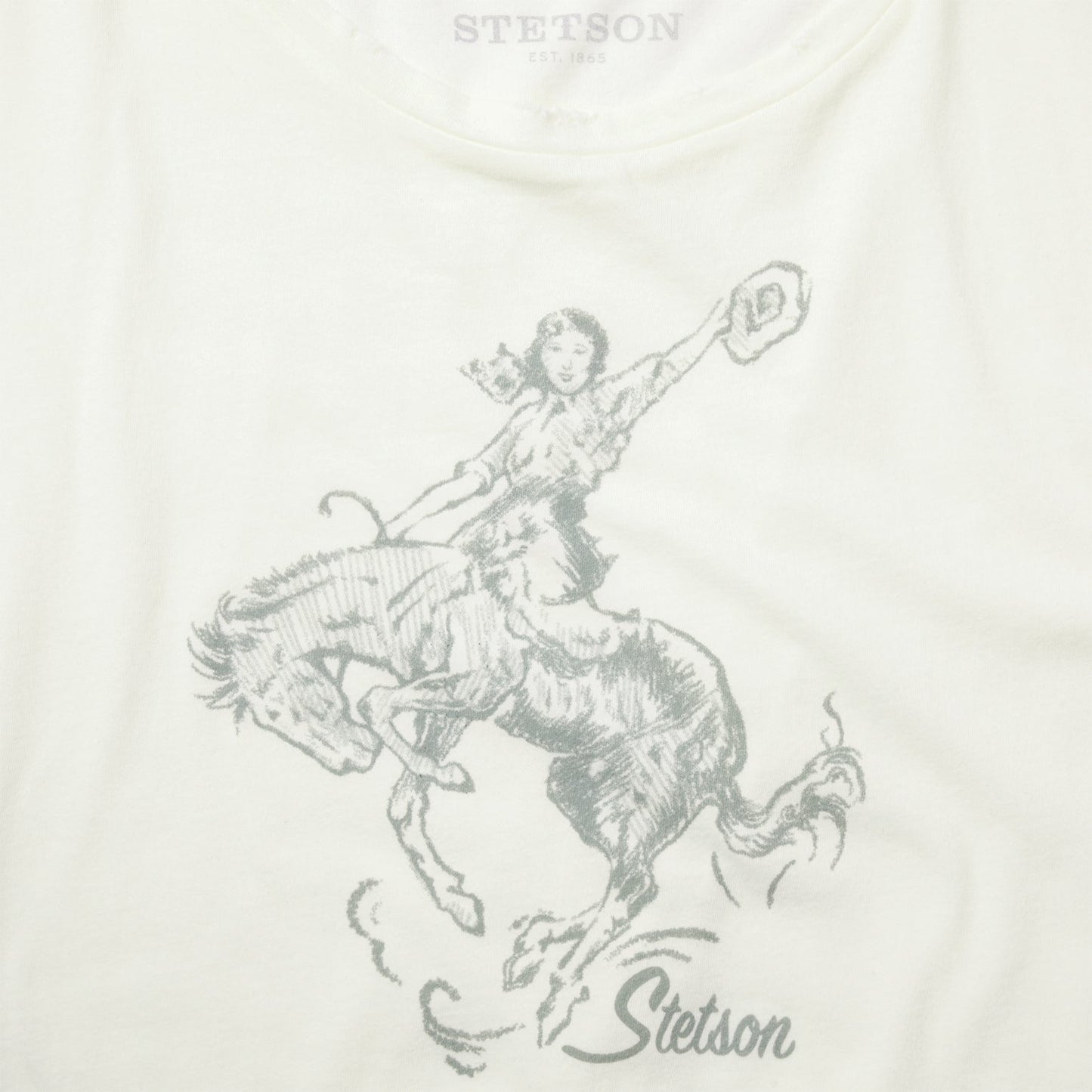 Bucking Cowgirl Graphic Tee | Stetson White
