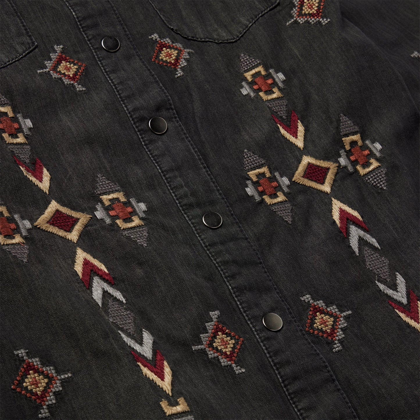 Embroidered Black Denim Shirt Dress | Stetson Black