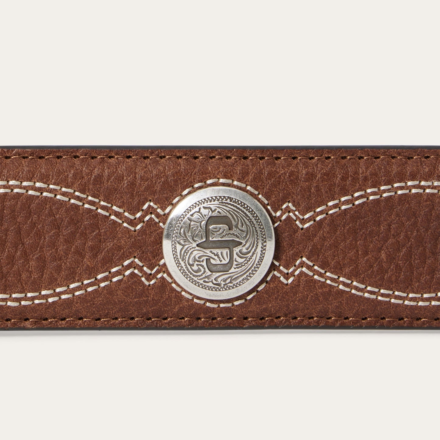 Pebble Leather Basket Weave Tabs Belt | Stetson Natural/Brown