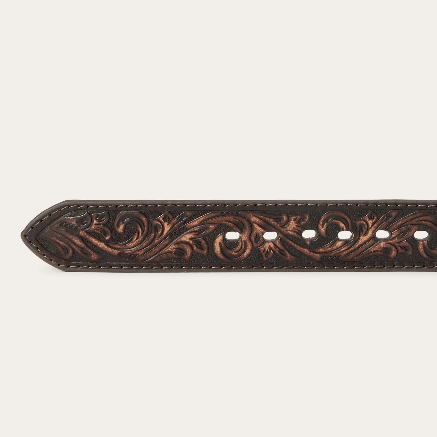Embroidered Tooled Tab Belt | Stetson Vintage Brown
