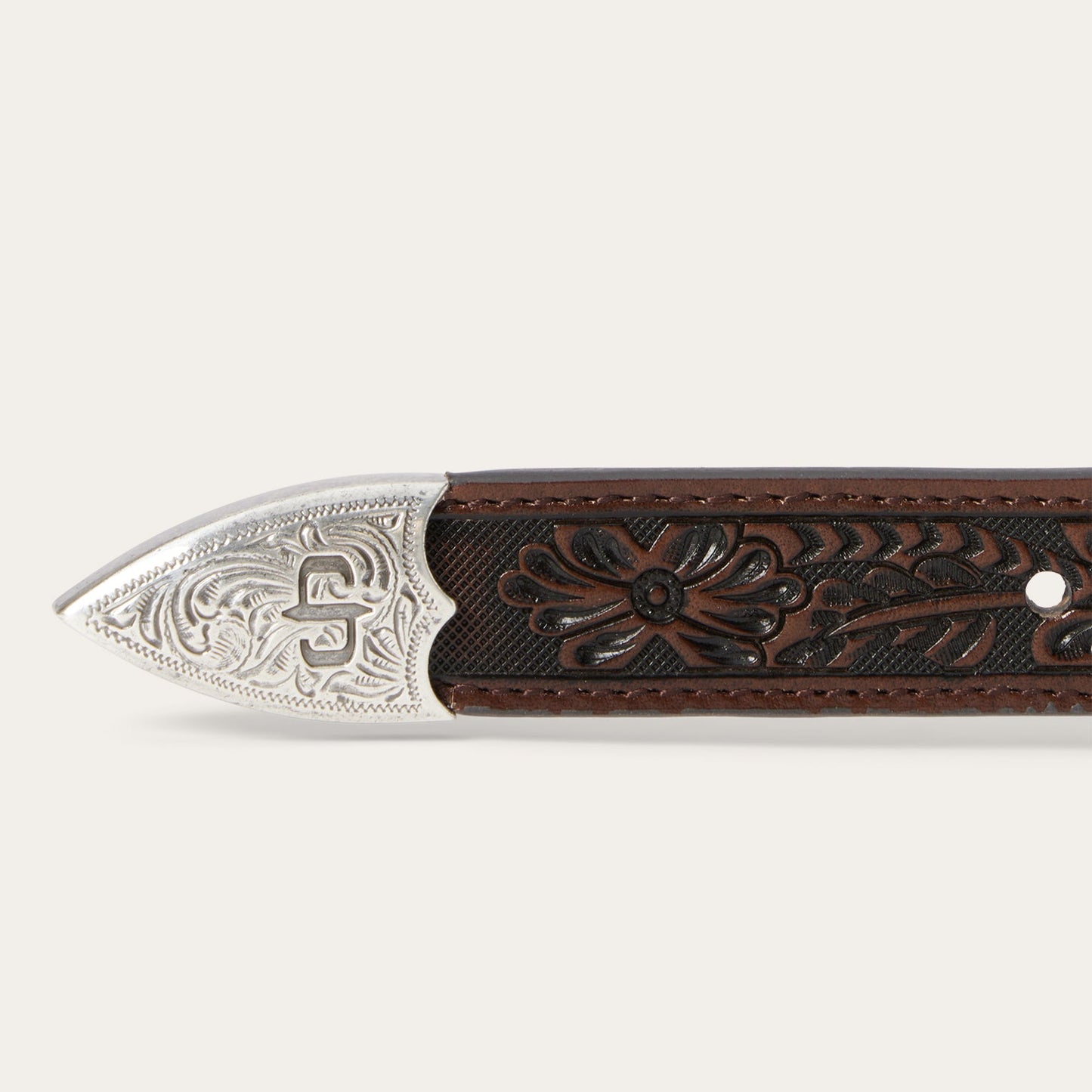 Croco Print Tooled Tapered Belt | Stetson Brown/Cognac
