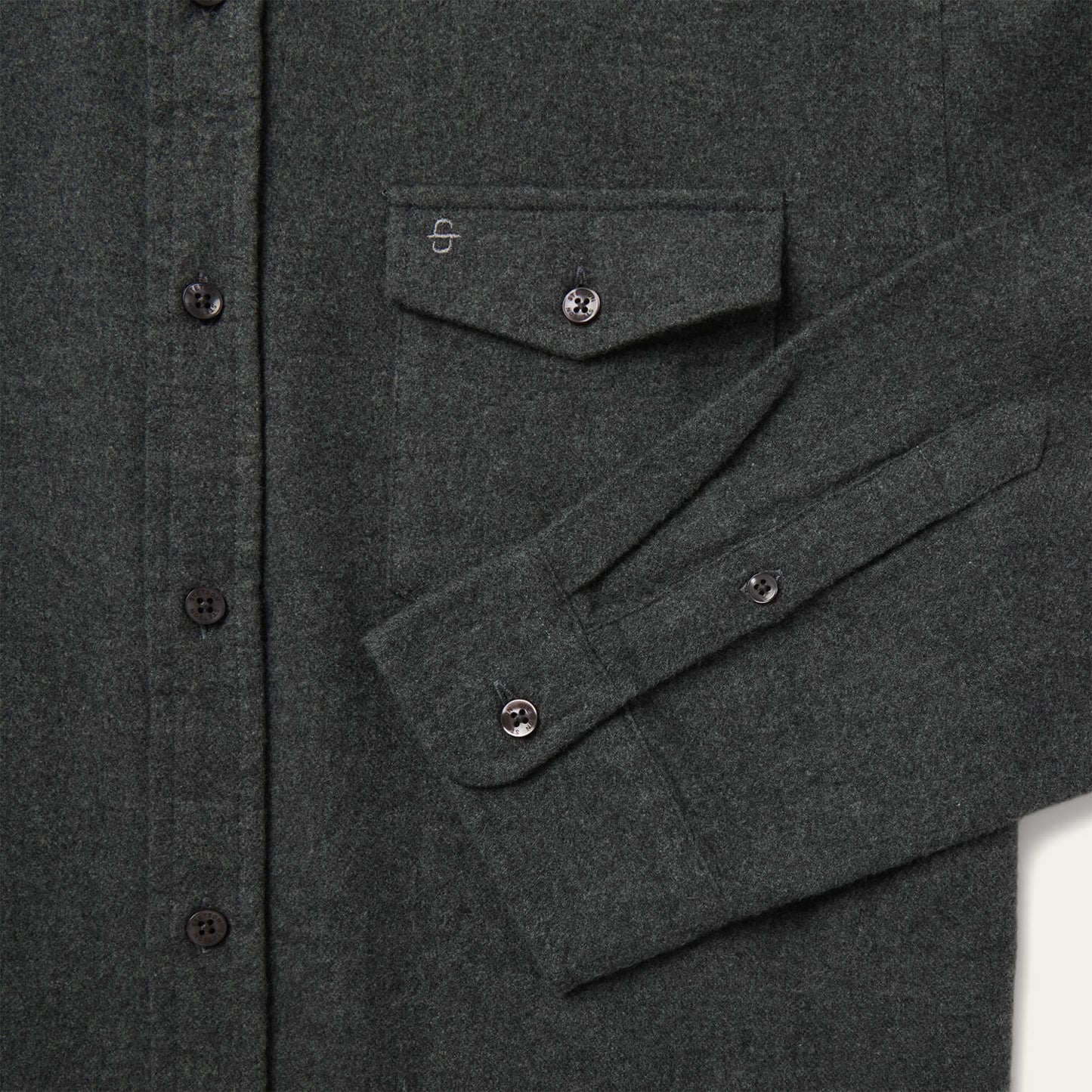 Heathered Flannel Button-Down Shirt | Stetson Grey