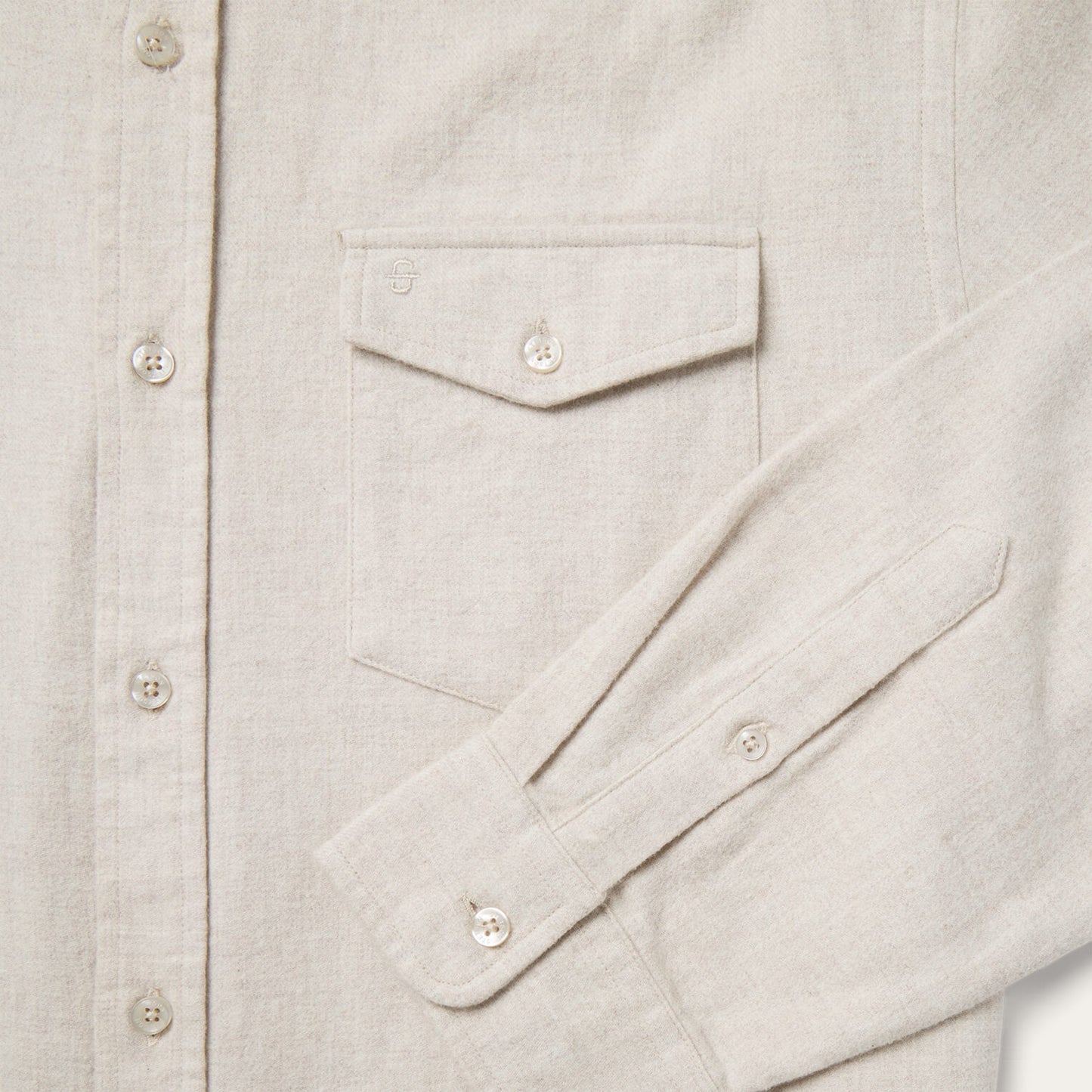 Heathered Flannel Button-Down Shirt | Stetson White