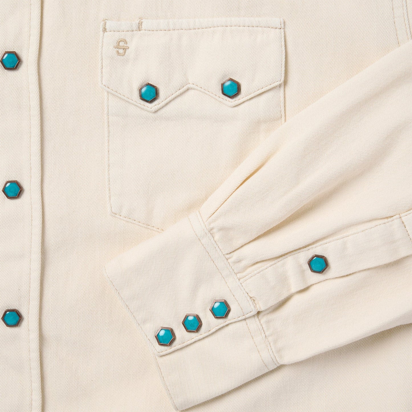 Turquoise Snap Western Denim Shirt | Stetson Cream