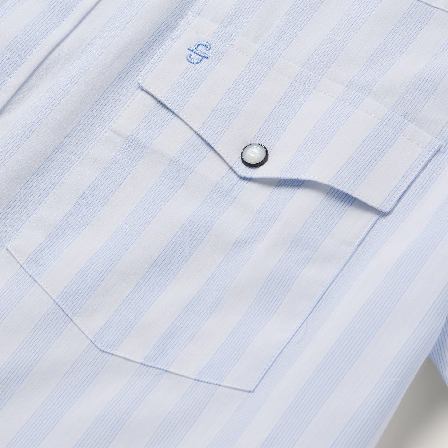 Stripe Oxford Short Sleeve Western Shirt | Stetson White W/ Blue Stripe