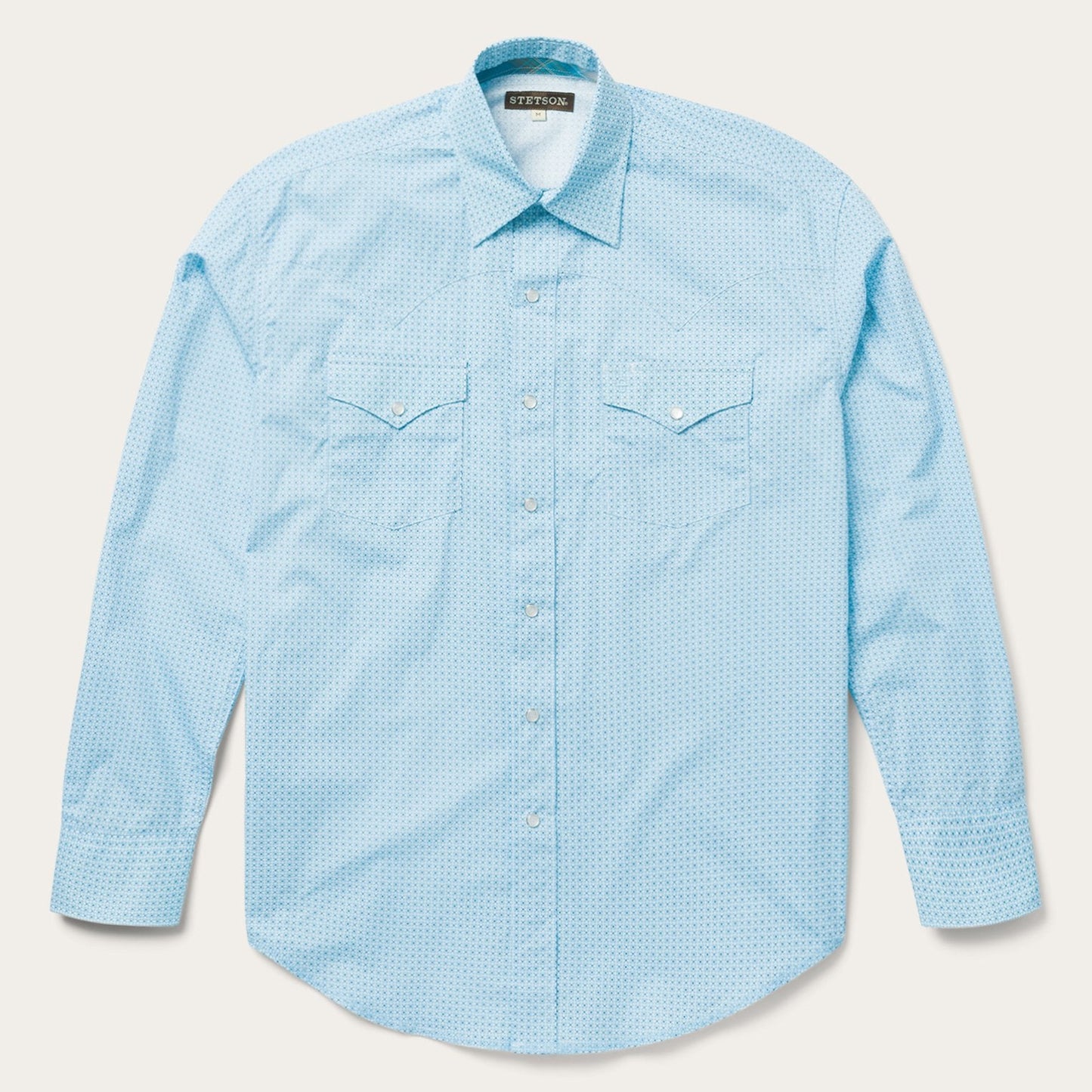Blue Lattice Print Western Shirt | Stetson Blue