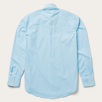 Blue Lattice Print Western Shirt | Stetson Blue