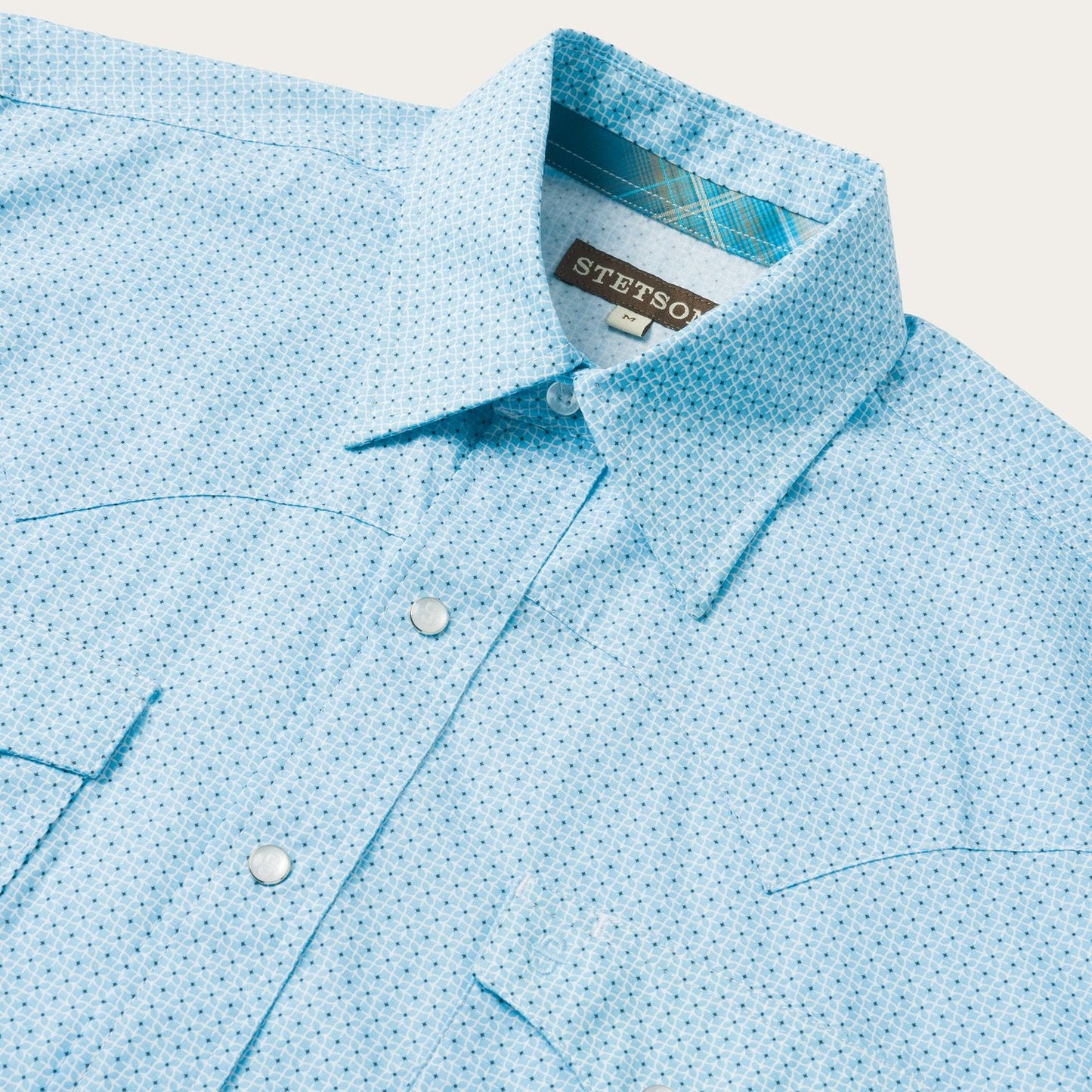 Blue Lattice Print Western Shirt | Stetson Blue