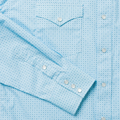 Blue Lattice Print Western Shirt | Stetson Blue