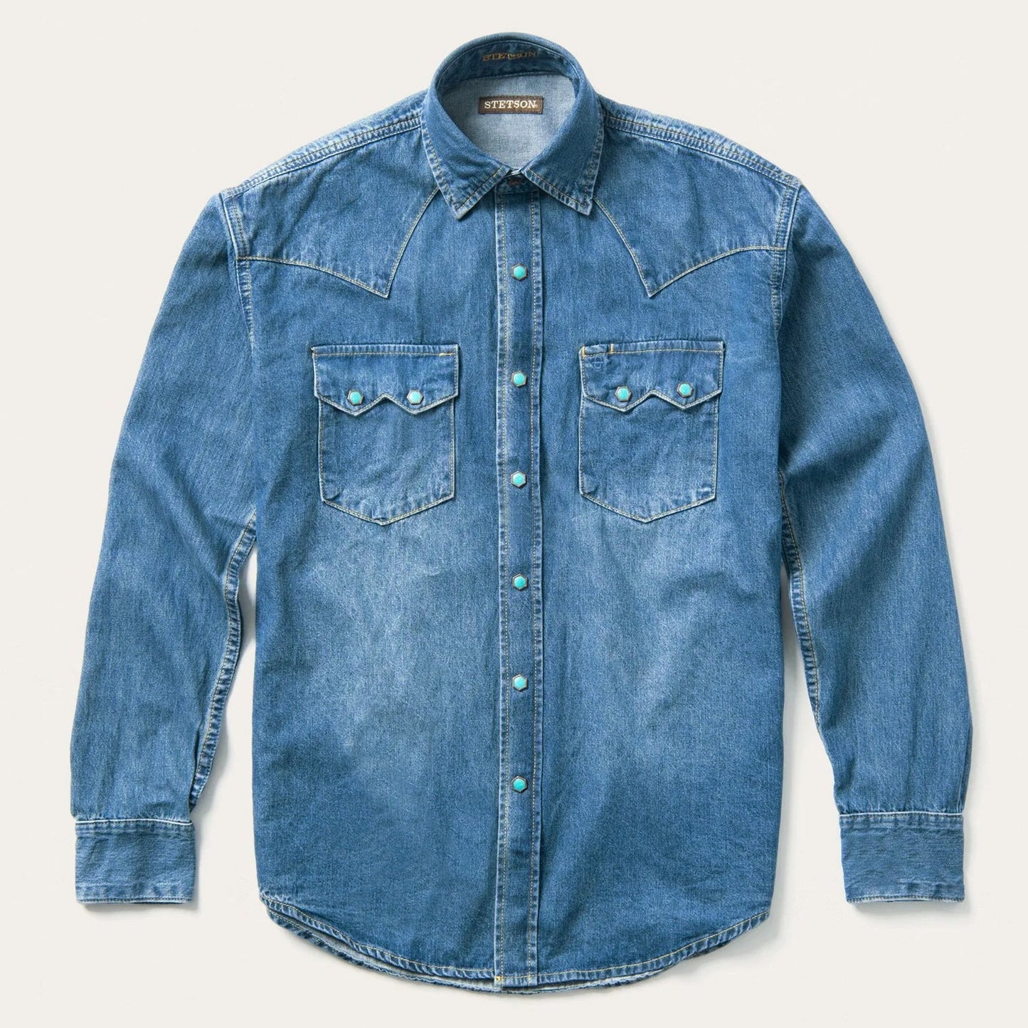 Turquoise Snap Western Denim Shirt | Stetson Blue