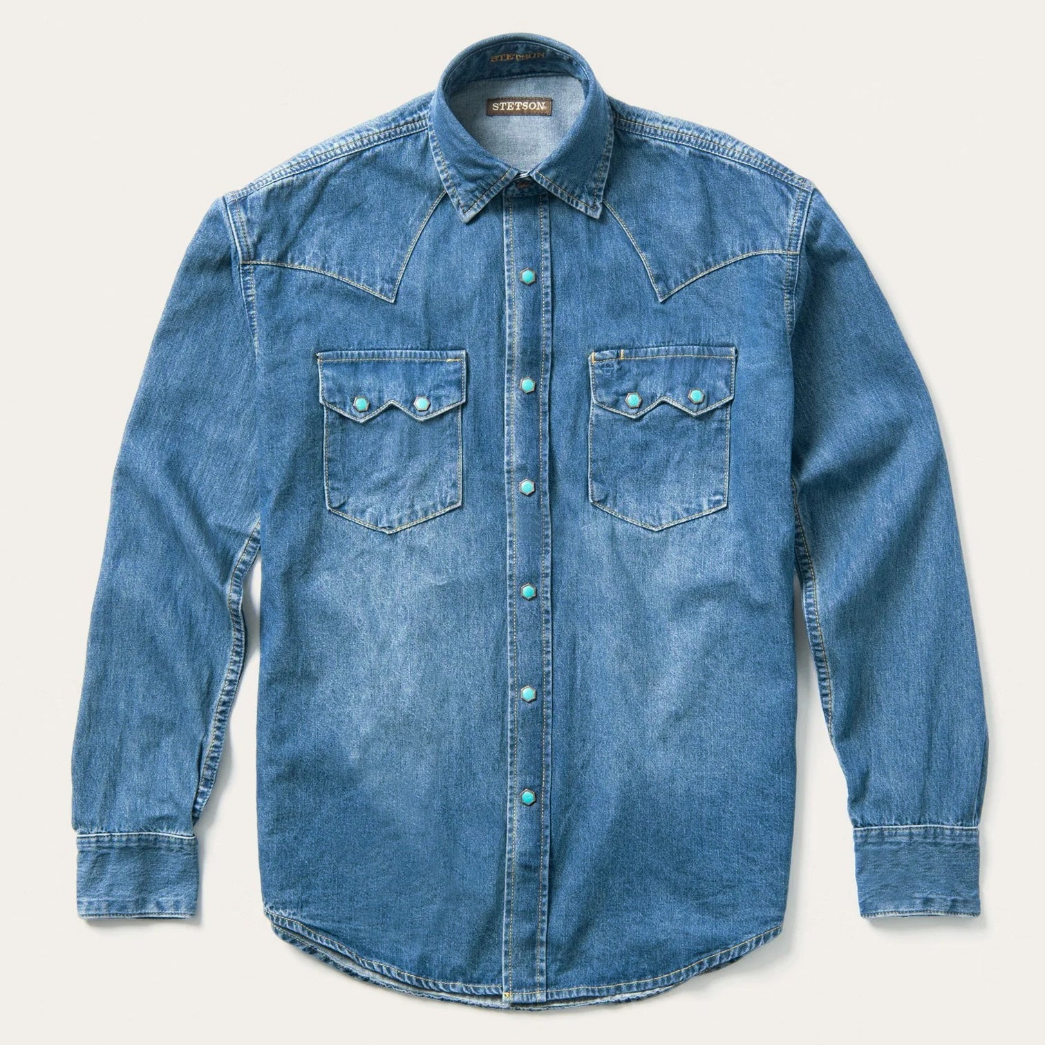 Turquoise Snap Western Denim Shirt | Stetson Blue