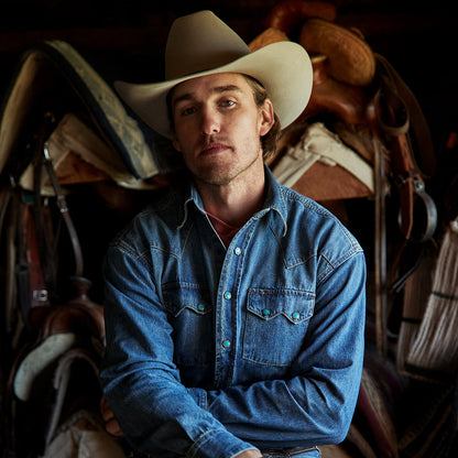 Turquoise Snap Western Denim Shirt | Stetson Blue