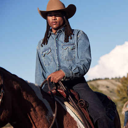 Turquoise Snap Western Denim Shirt | Stetson Blue