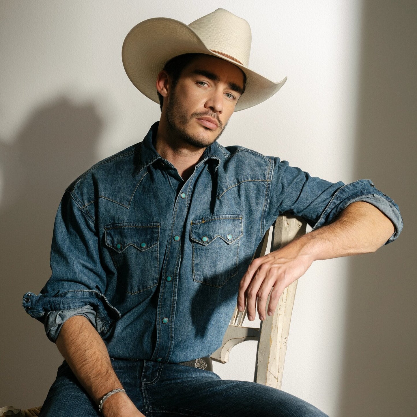 Turquoise Snap Western Denim Shirt | Stetson Blue