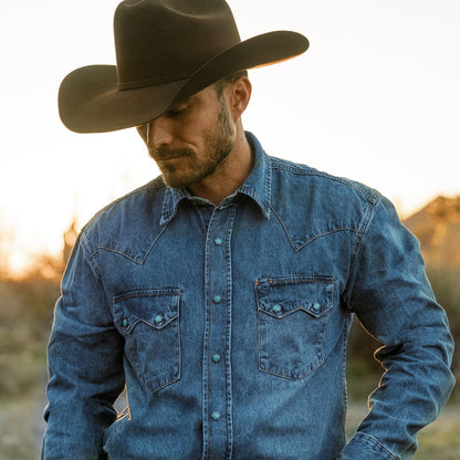 Turquoise Snap Western Denim Shirt | Stetson Blue