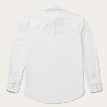 Classic Solid Snap Poplin Shirt In Optic White | Stetson White