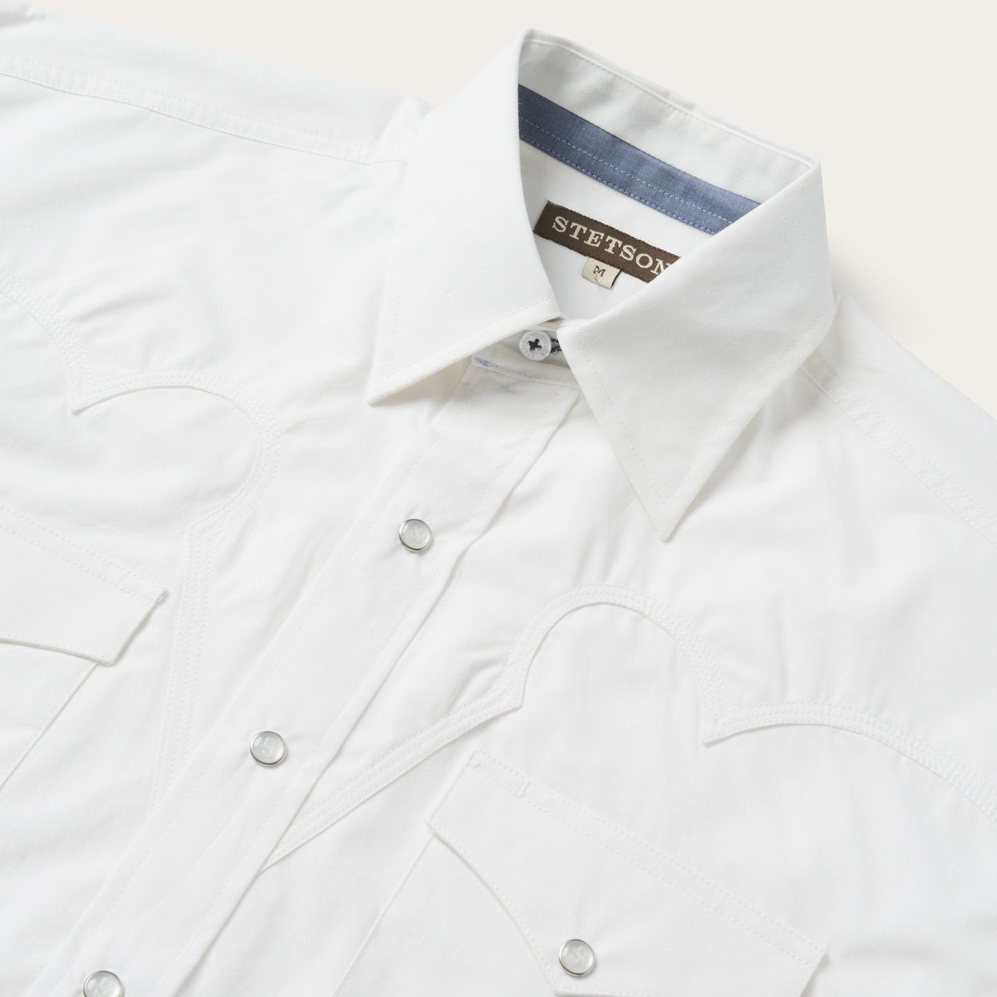 Classic Solid Snap Poplin Shirt In Optic White | Stetson White