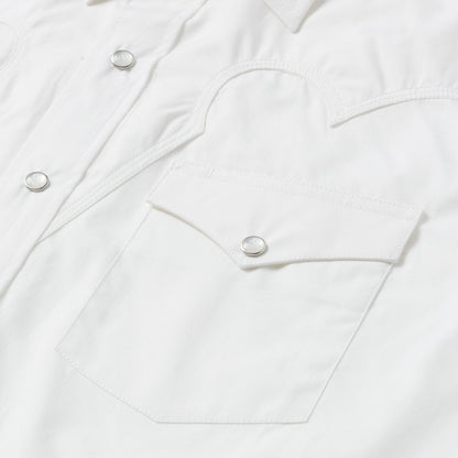 Classic Solid Snap Poplin Shirt In Optic White | Stetson White
