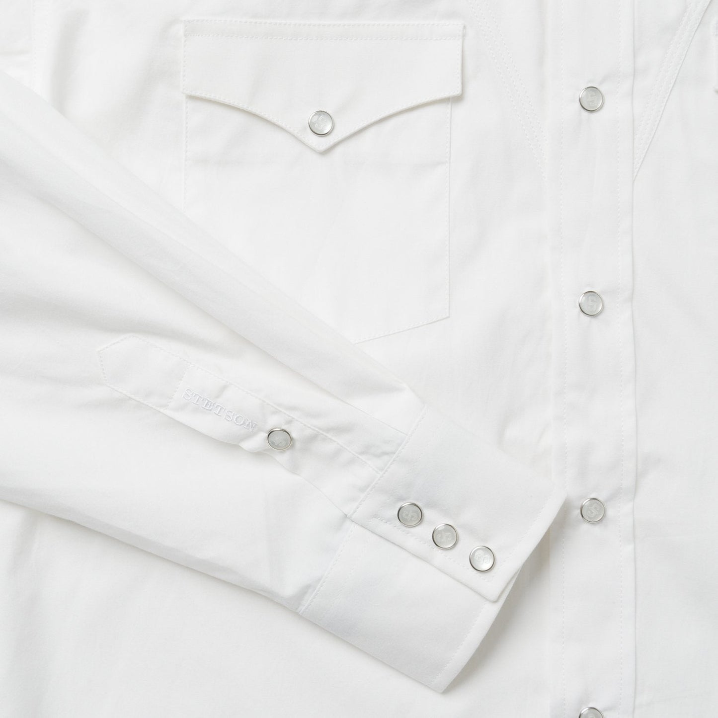 Classic Solid Snap Poplin Shirt In Optic White | Stetson White