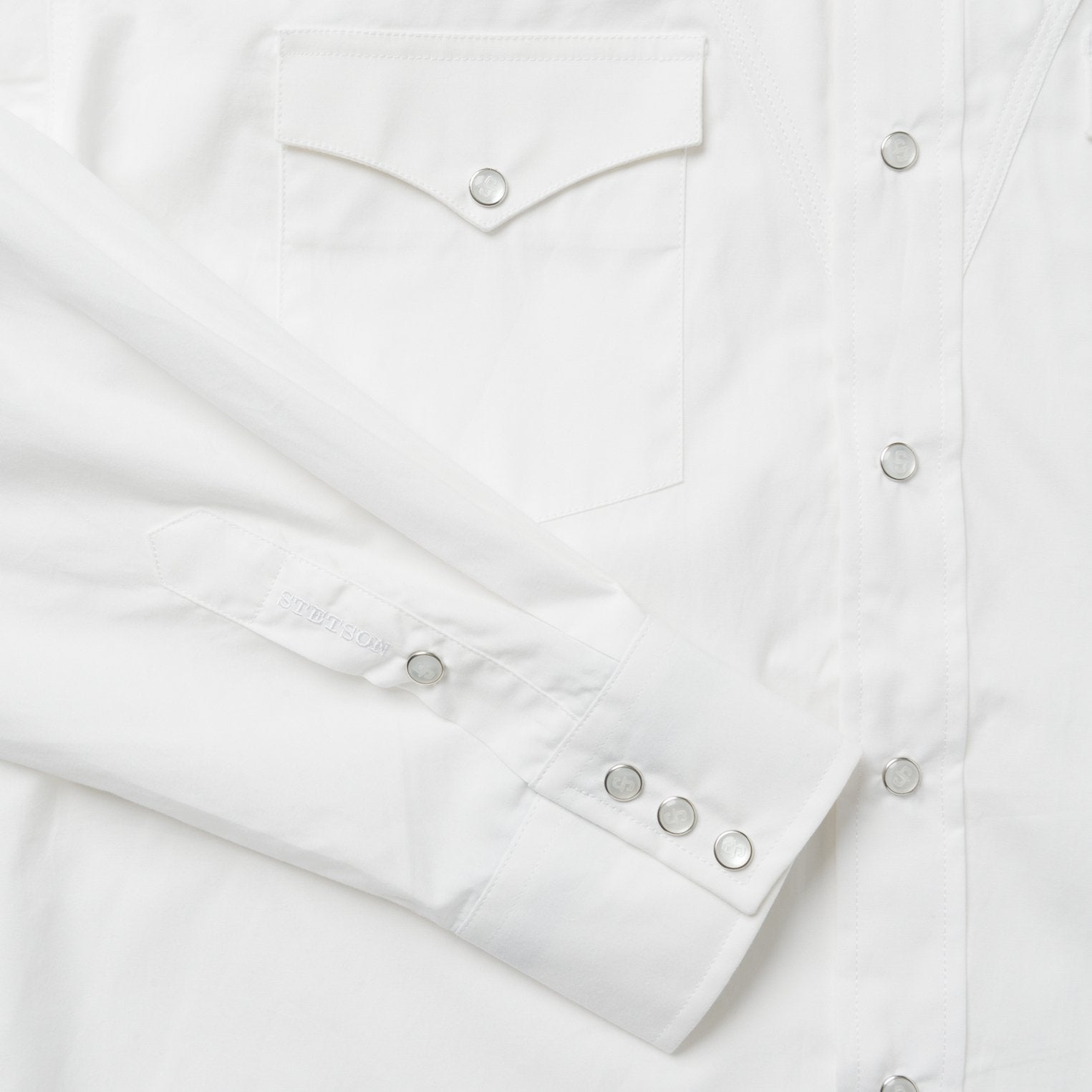 Classic Solid Snap Poplin Shirt In Optic White | Stetson White