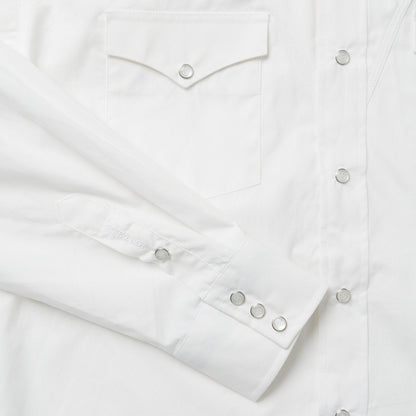 Classic Solid Snap Poplin Shirt In Optic White | Stetson White
