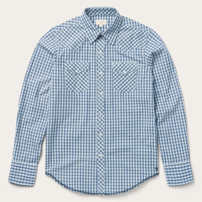 Modern Snap Front Shirt in Mini Check | Stetson Blue