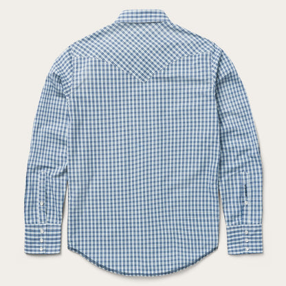 Modern Snap Front Shirt in Mini Check | Stetson Blue