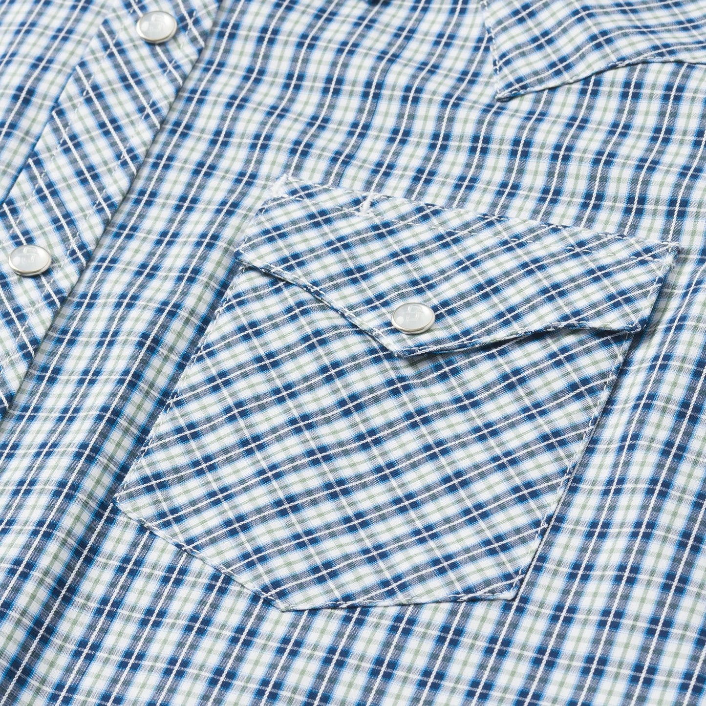 Modern Snap Front Shirt in Mini Check | Stetson Blue