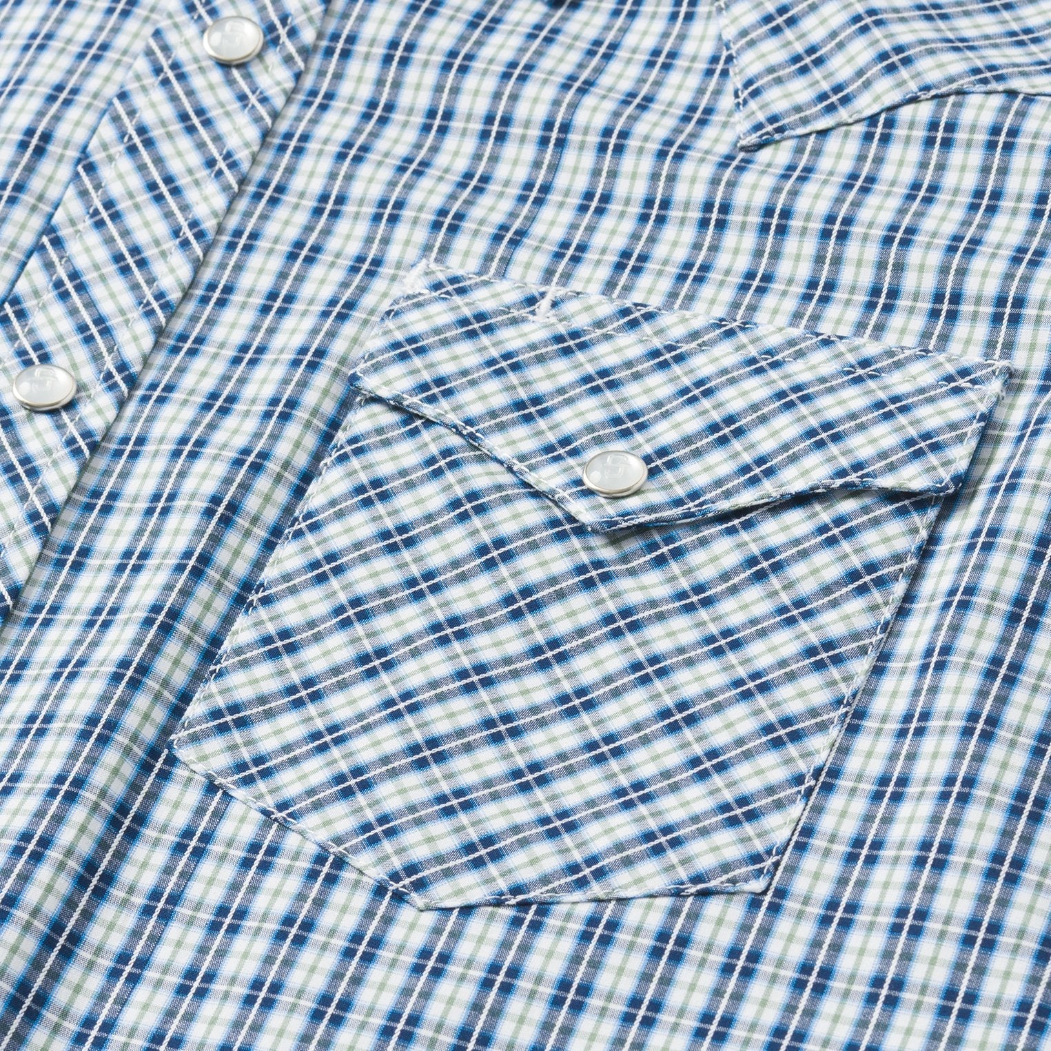 Modern Snap Front Shirt in Mini Check | Stetson Blue