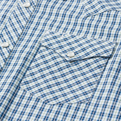 Modern Snap Front Shirt in Mini Check | Stetson Blue