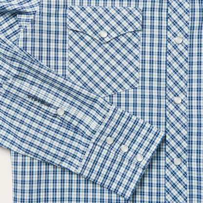 Modern Snap Front Shirt in Mini Check | Stetson Blue
