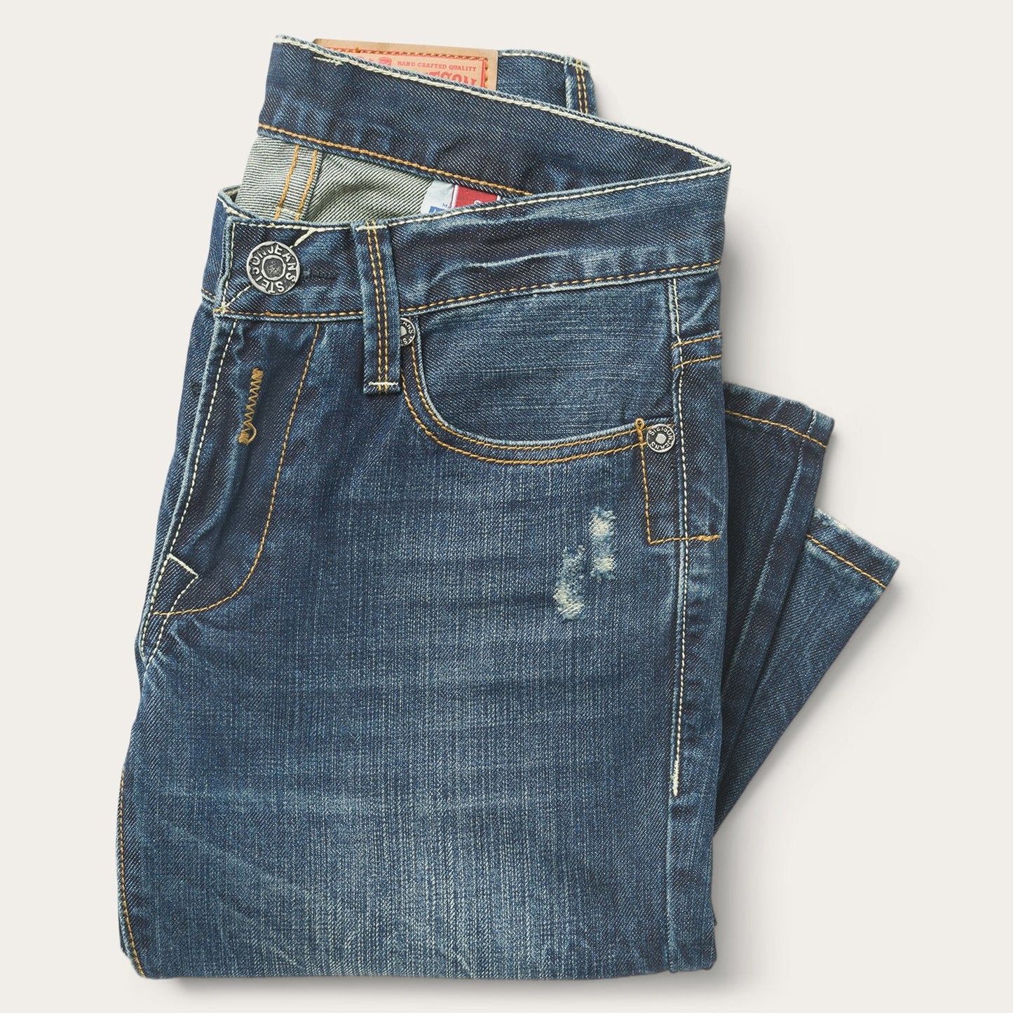 1014 Fit Destructed Dark Wash Jeans | Stetson Blue