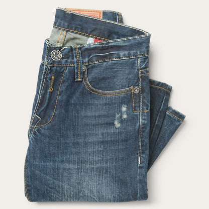 1014 Fit Destructed Dark Wash Jeans | Stetson Blue