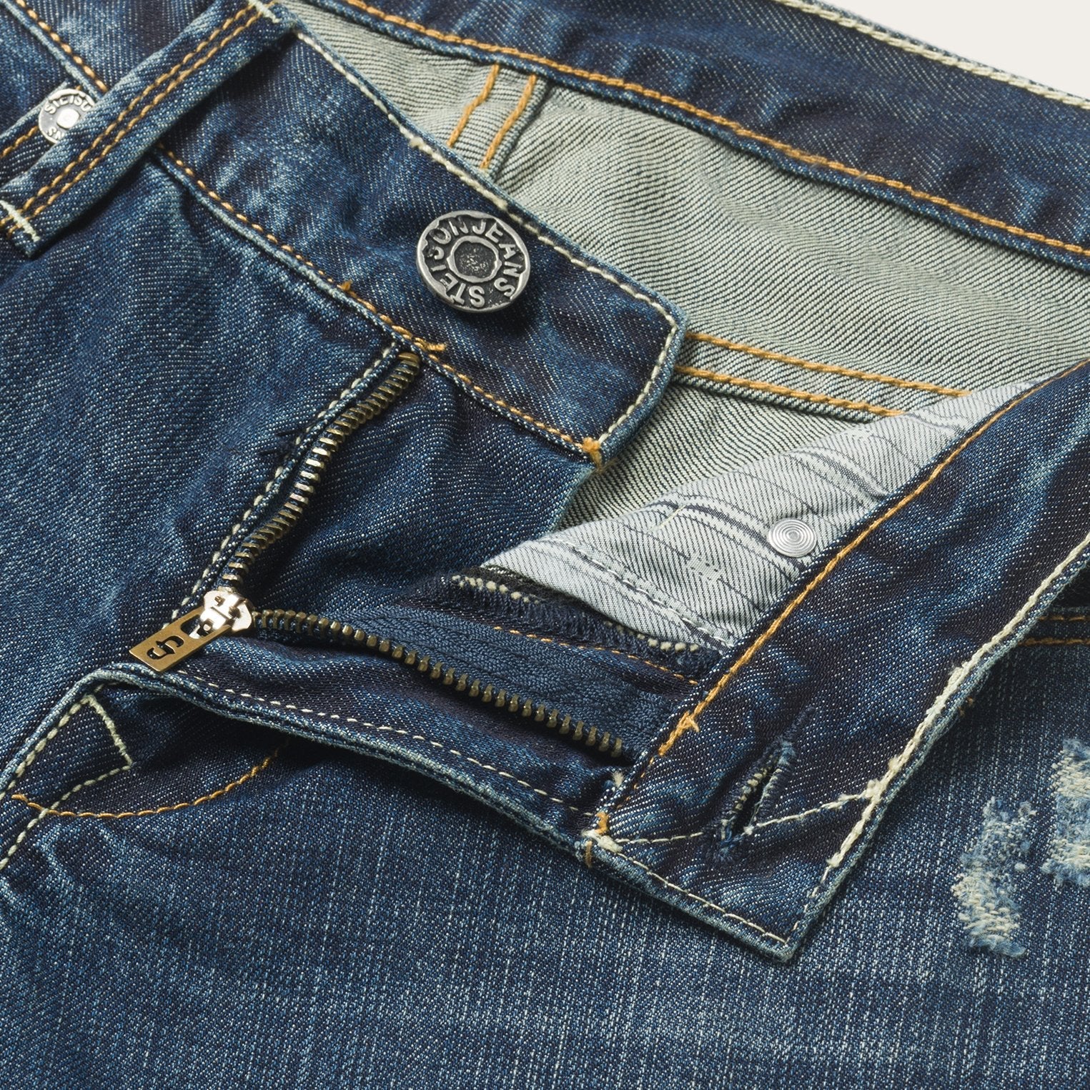 1014 Fit Destructed Dark Wash Jeans | Stetson Blue