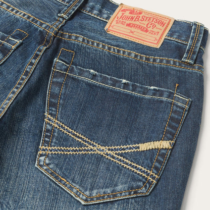 1014 Fit Destructed Dark Wash Jeans | Stetson Blue