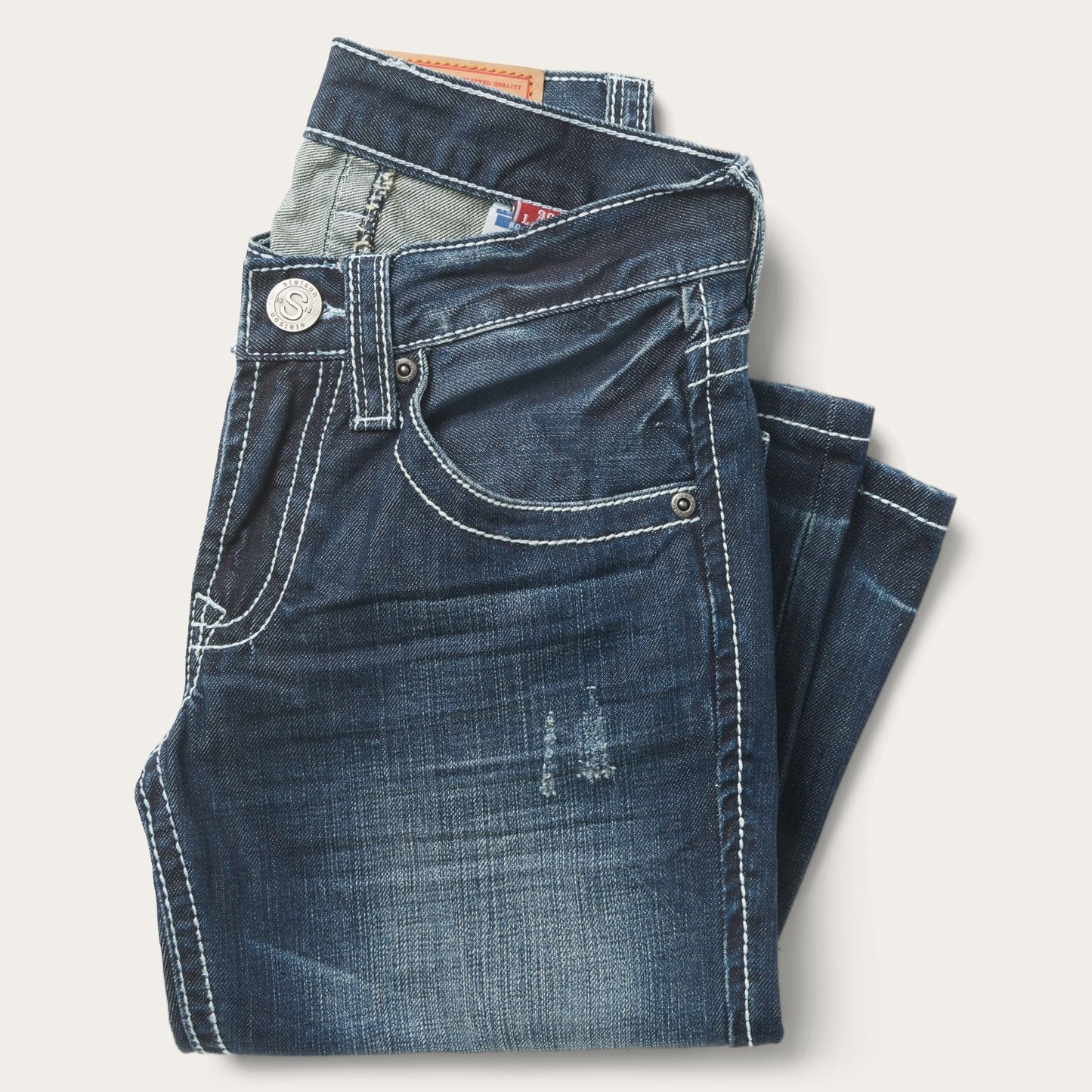 1014 Fit Destructed Medium Wash Jeans | Stetson Blue