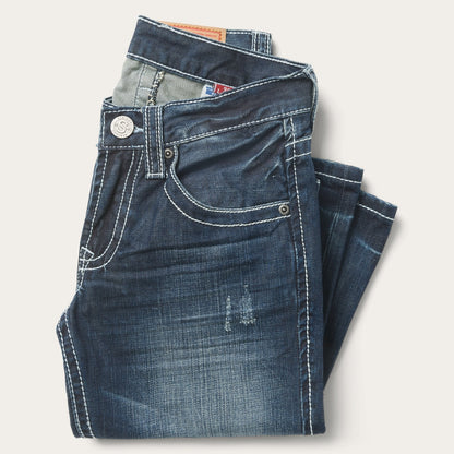 1014 Fit Destructed Medium Wash Jeans | Stetson Blue