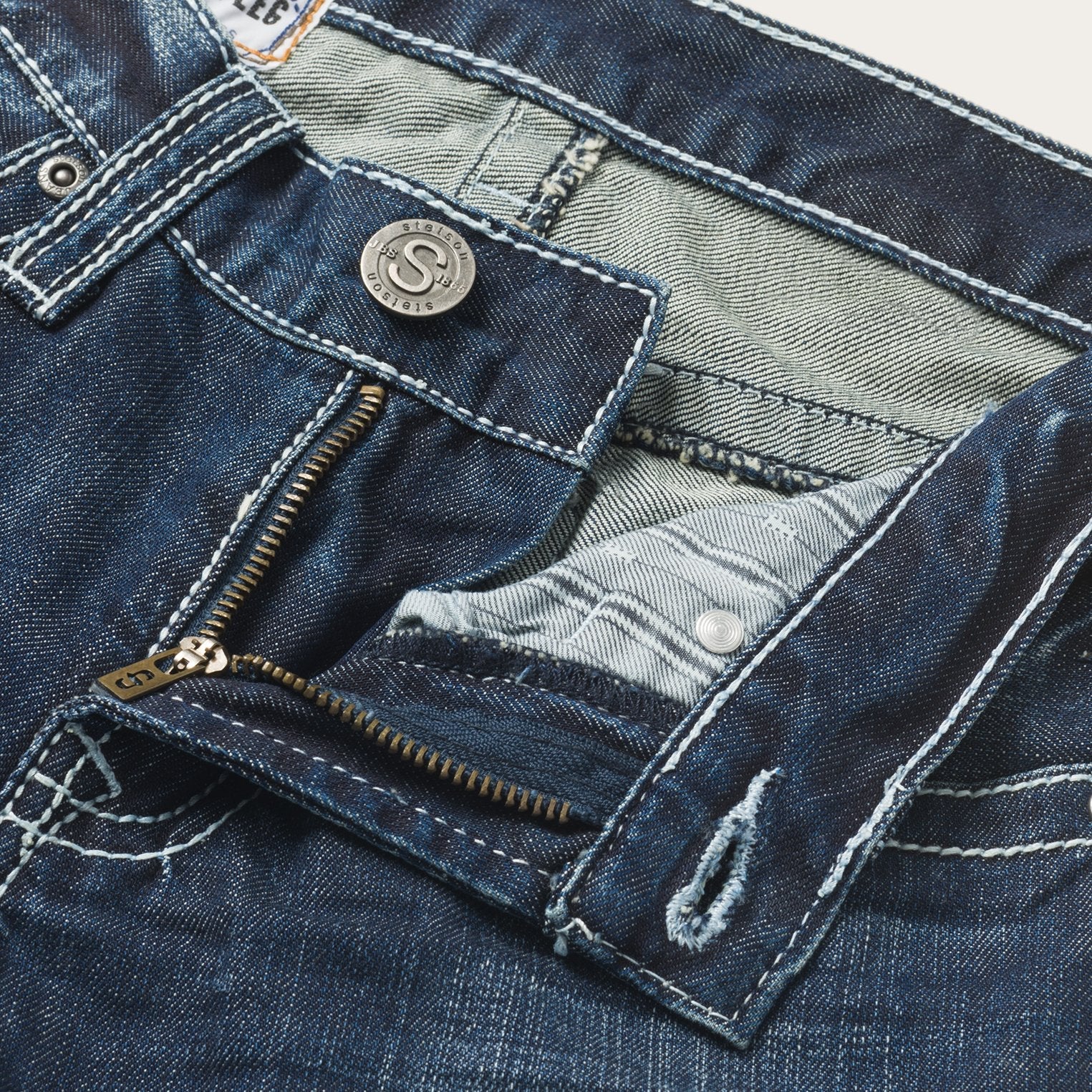 1014 Fit Destructed Medium Wash Jeans | Stetson Blue
