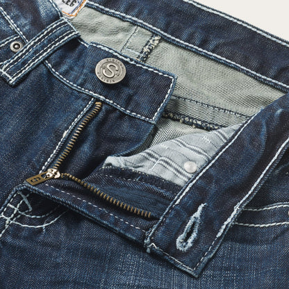 1014 Fit Destructed Medium Wash Jeans | Stetson Blue