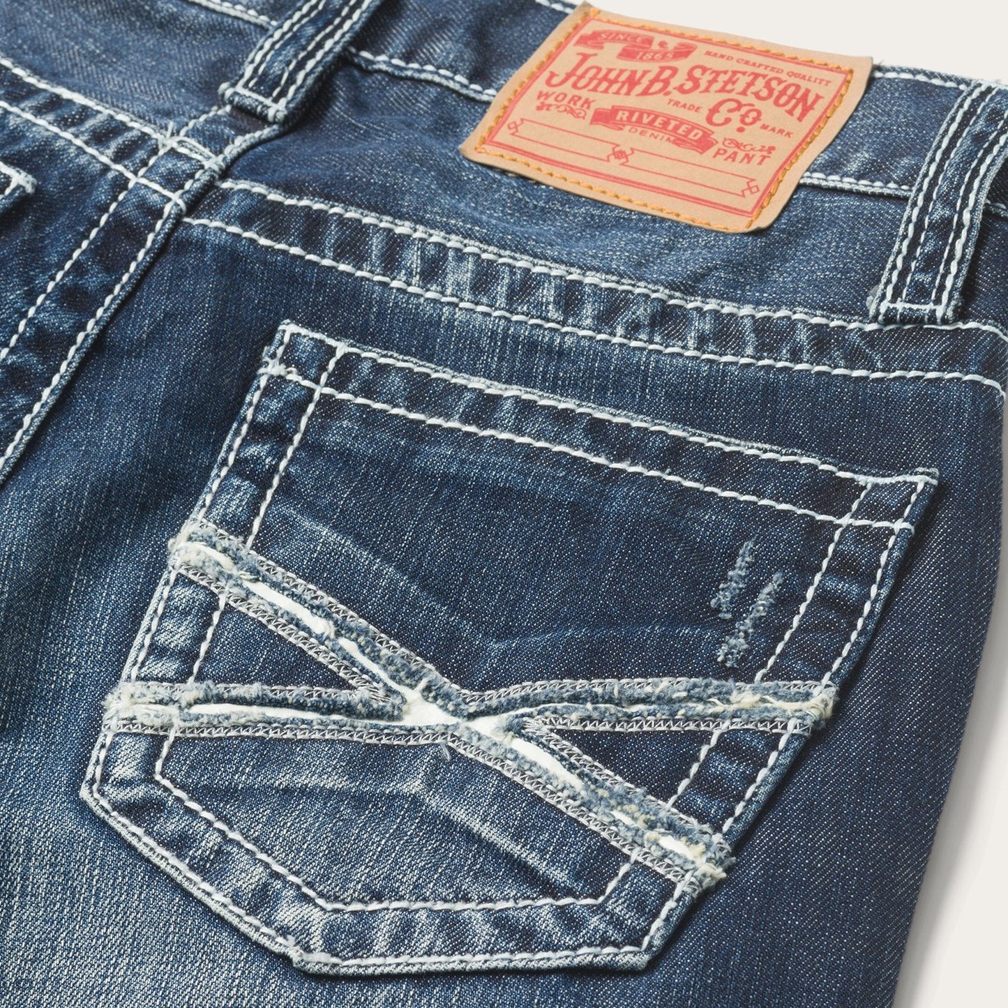 1014 Fit Destructed Medium Wash Jeans | Stetson Blue