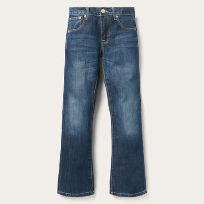 1014 Fit Semi-Destructed Wash Jeans | Stetson Blue
